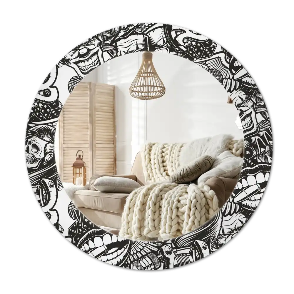 Tiskano okroglo ogledalo Grafiti klovni