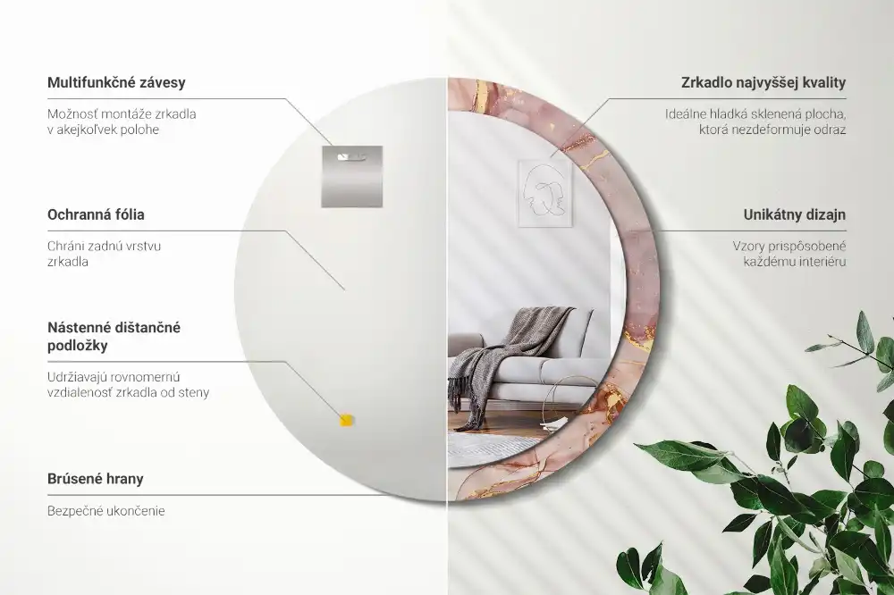 Tiskano okroglo ogledalo Abstraktna tekočina