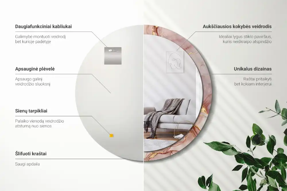 Tiskano okroglo ogledalo Abstraktna tekočina