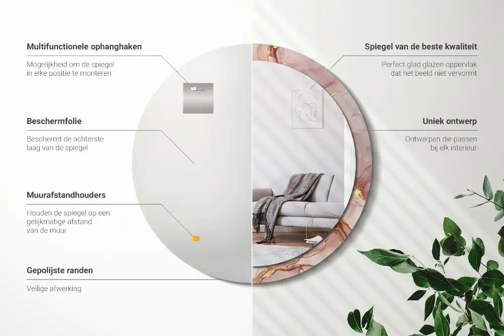 Tiskano okroglo ogledalo Abstraktna tekočina