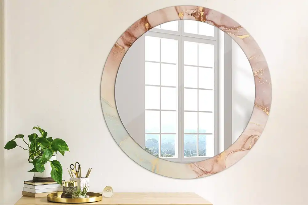 Tiskano okroglo ogledalo Abstraktna tekočina