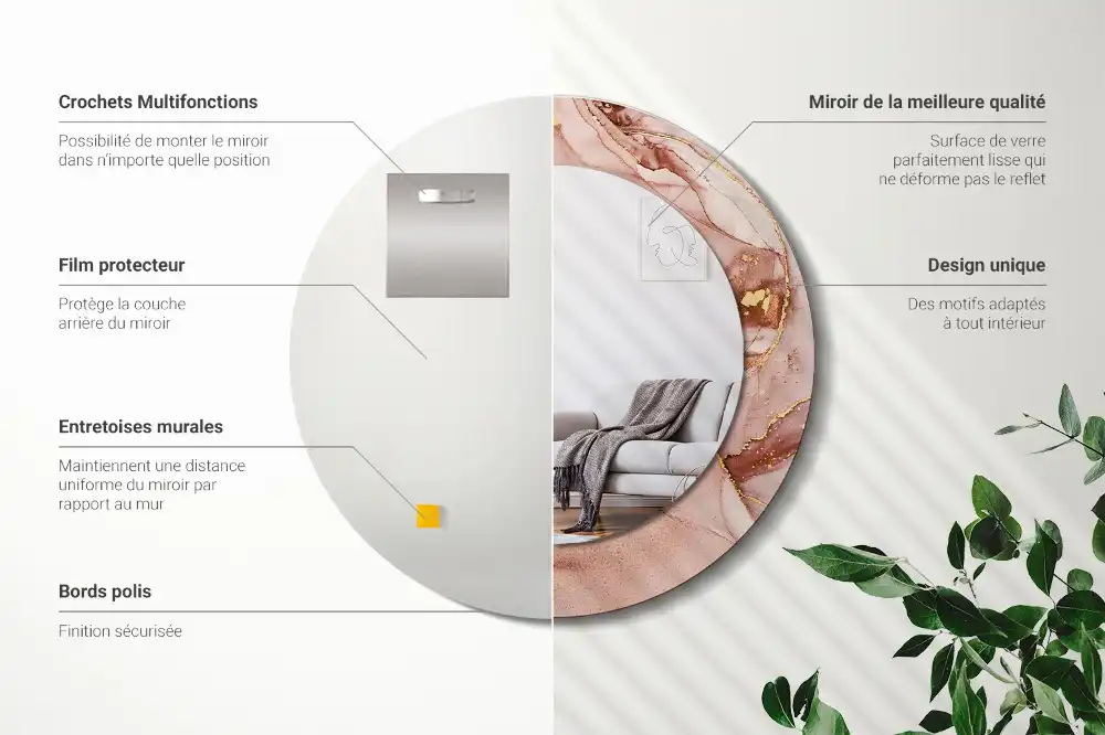 Tiskano okroglo ogledalo Abstraktna tekočina