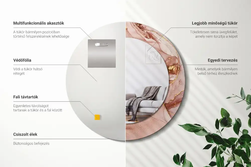 Tiskano okroglo ogledalo Abstraktna tekočina