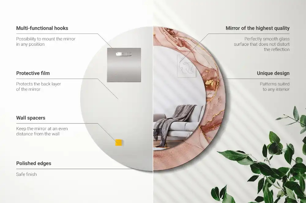 Tiskano okroglo ogledalo Abstraktna tekočina