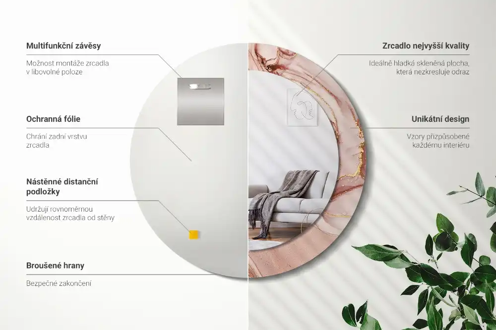 Tiskano okroglo ogledalo Abstraktna tekočina