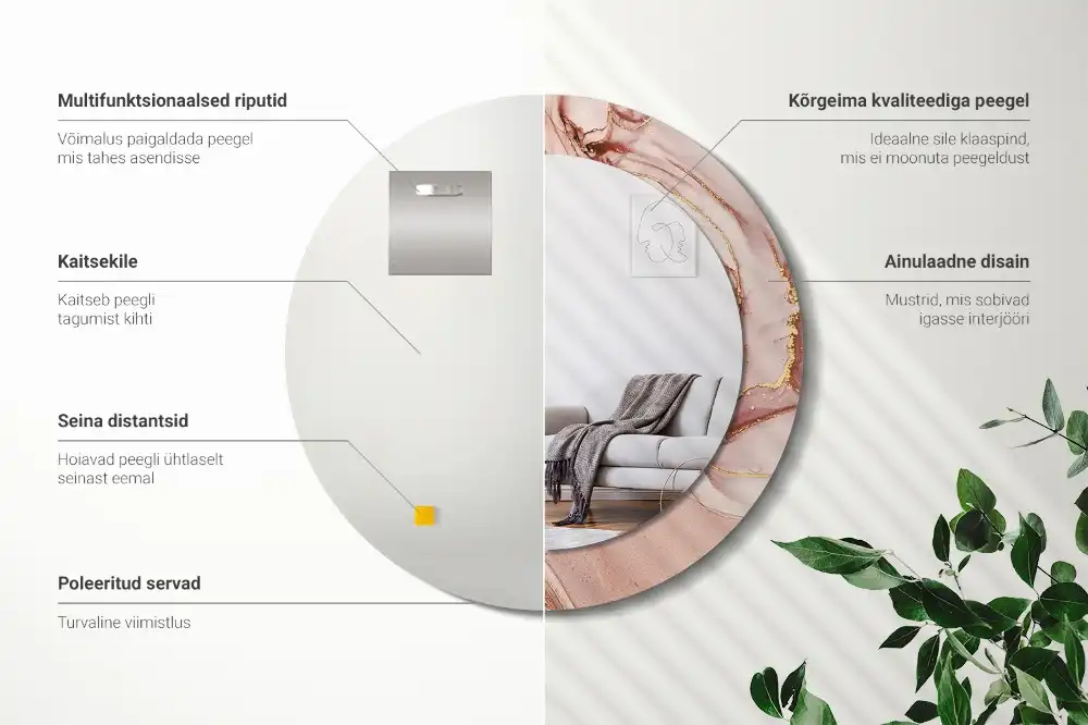 Tiskano okroglo ogledalo Abstraktna tekočina