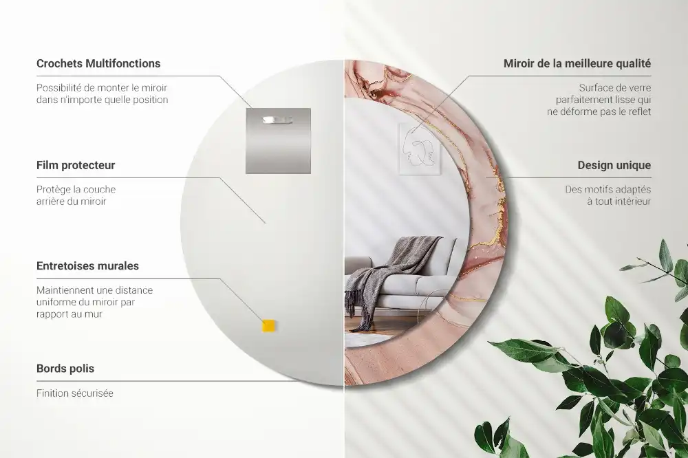 Tiskano okroglo ogledalo Abstraktna tekočina