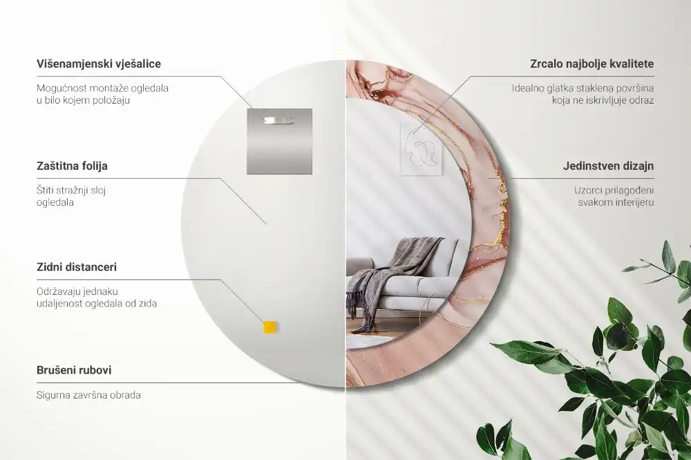 Tiskano okroglo ogledalo Abstraktna tekočina