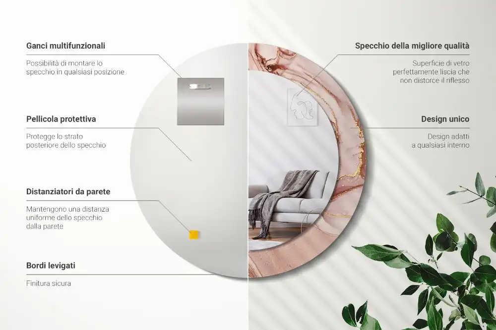 Tiskano okroglo ogledalo Abstraktna tekočina