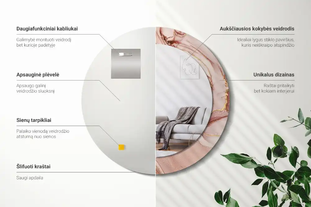 Tiskano okroglo ogledalo Abstraktna tekočina