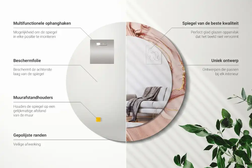 Tiskano okroglo ogledalo Abstraktna tekočina