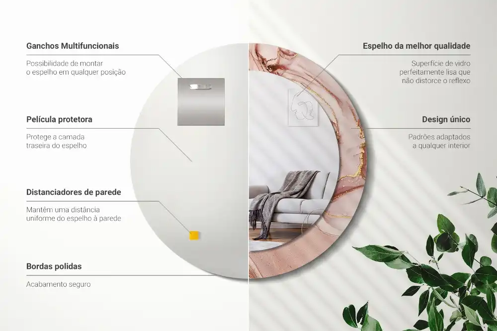 Tiskano okroglo ogledalo Abstraktna tekočina