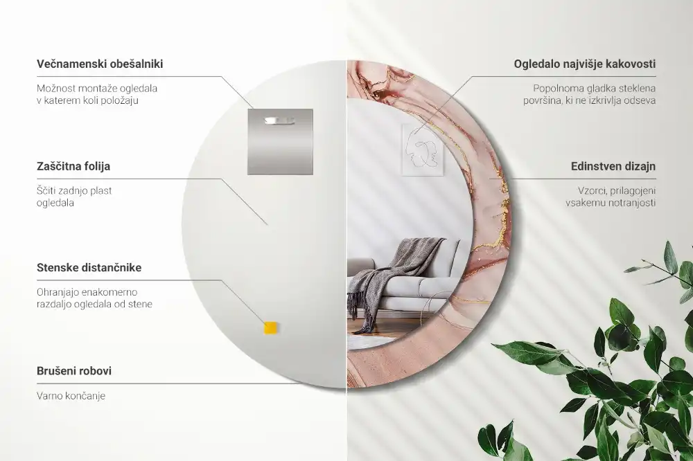 Tiskano okroglo ogledalo Abstraktna tekočina