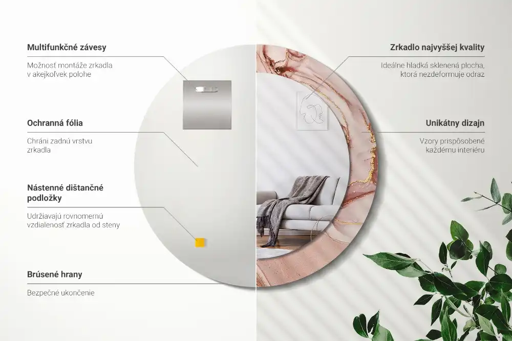 Tiskano okroglo ogledalo Abstraktna tekočina