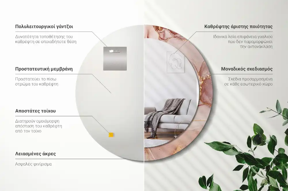 Tiskano okroglo ogledalo Abstraktna tekočina