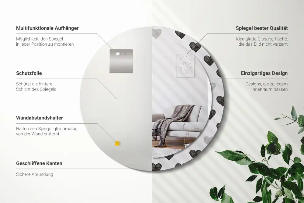 Okroglo okrasno ogledalo Abstraktna srca