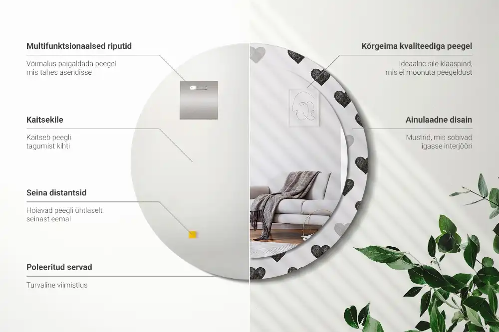 Okroglo okrasno ogledalo Abstraktna srca