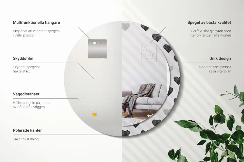 Okroglo okrasno ogledalo Abstraktna srca