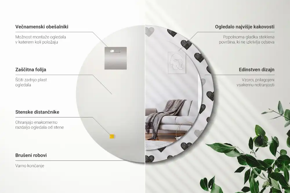 Okroglo okrasno ogledalo Abstraktna srca