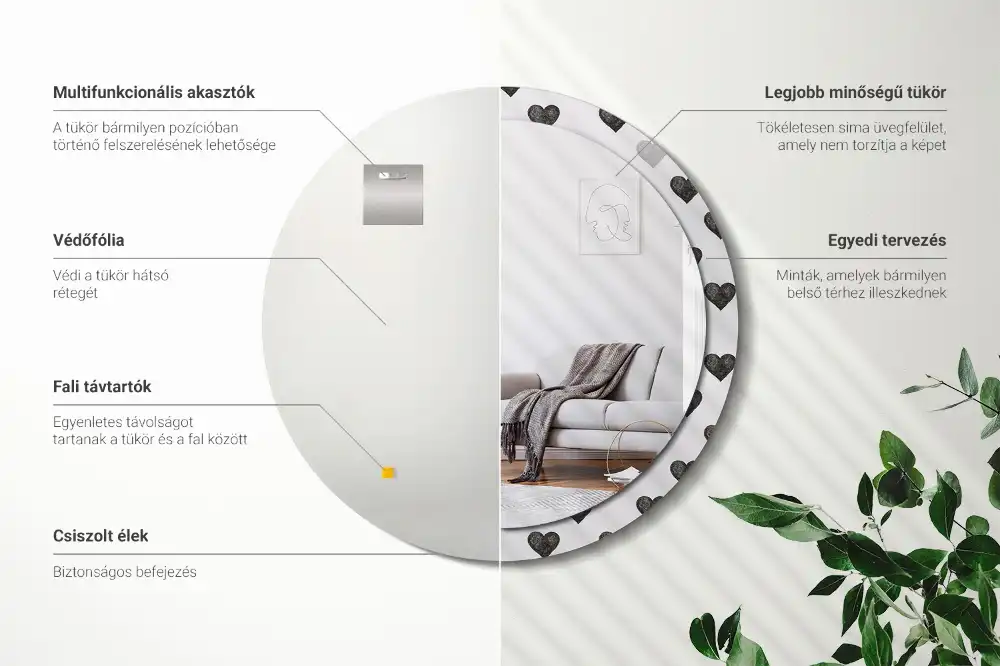 Okroglo okrasno ogledalo Abstraktna srca