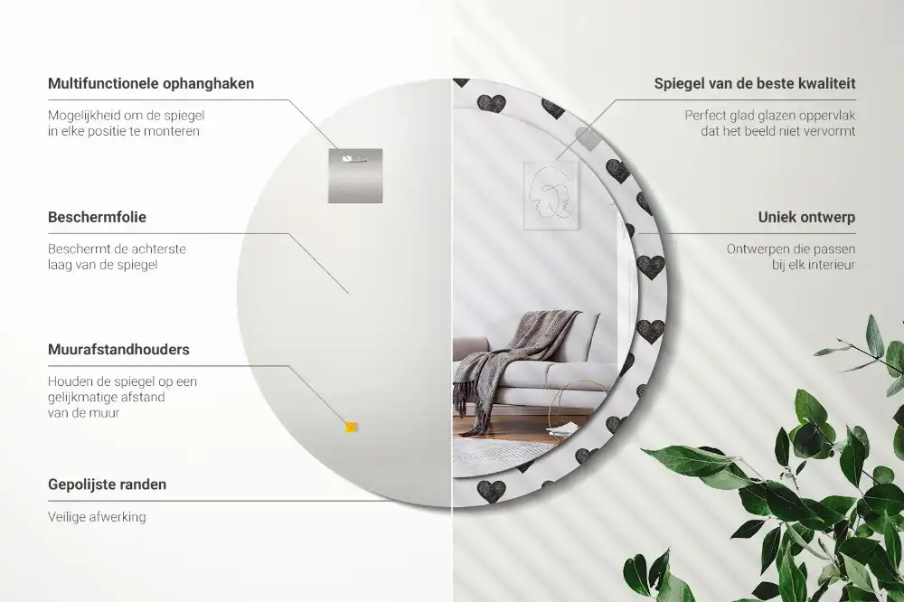 Okroglo okrasno ogledalo Abstraktna srca