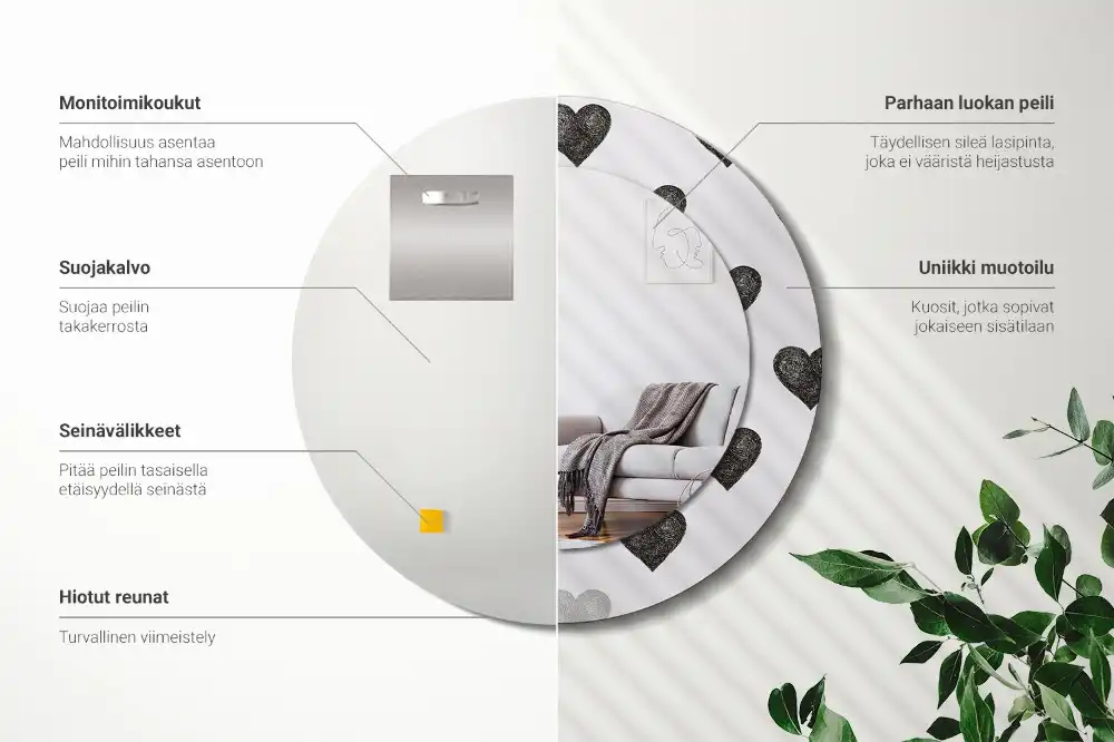 Okroglo okrasno ogledalo Abstraktna srca