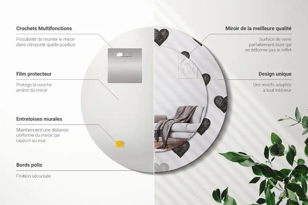 Okroglo okrasno ogledalo Abstraktna srca