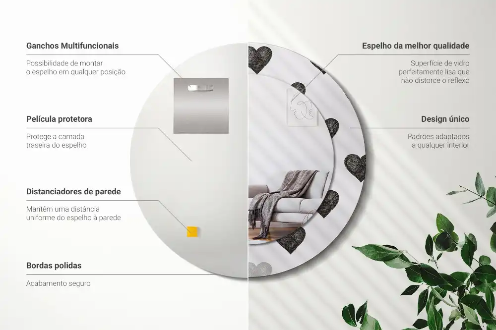 Okroglo okrasno ogledalo Abstraktna srca