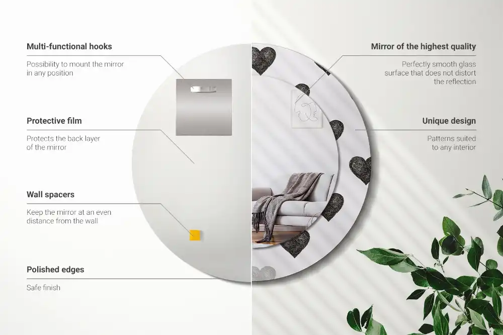 Okroglo okrasno ogledalo Abstraktna srca