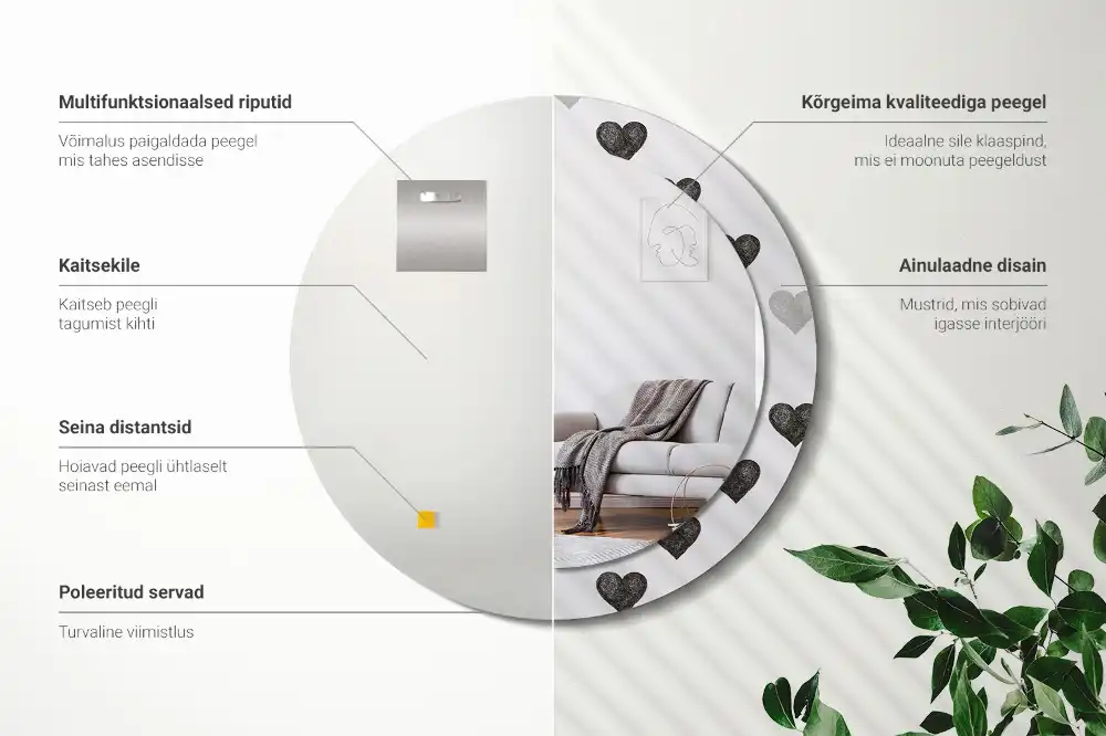 Okroglo okrasno ogledalo Abstraktna srca