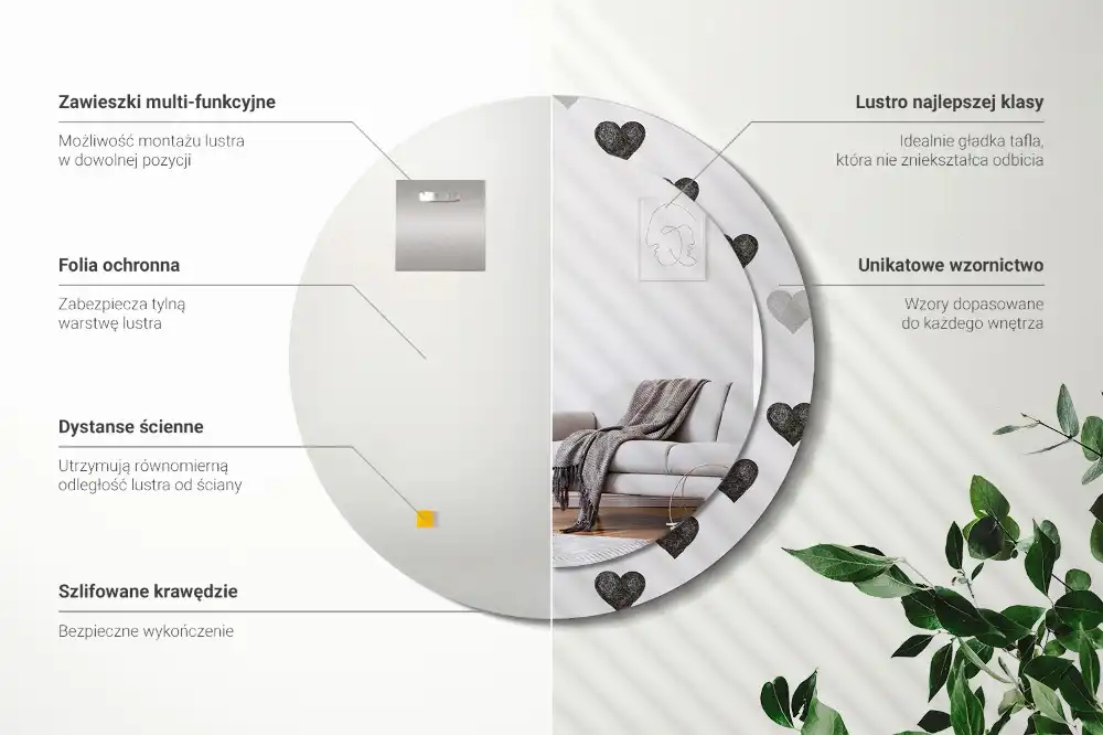 Okroglo okrasno ogledalo Abstraktna srca