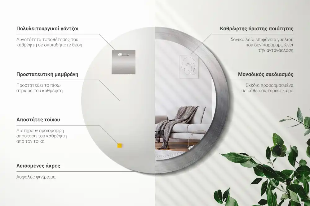 Okroglo okrasno ogledalo Imitacija kovine