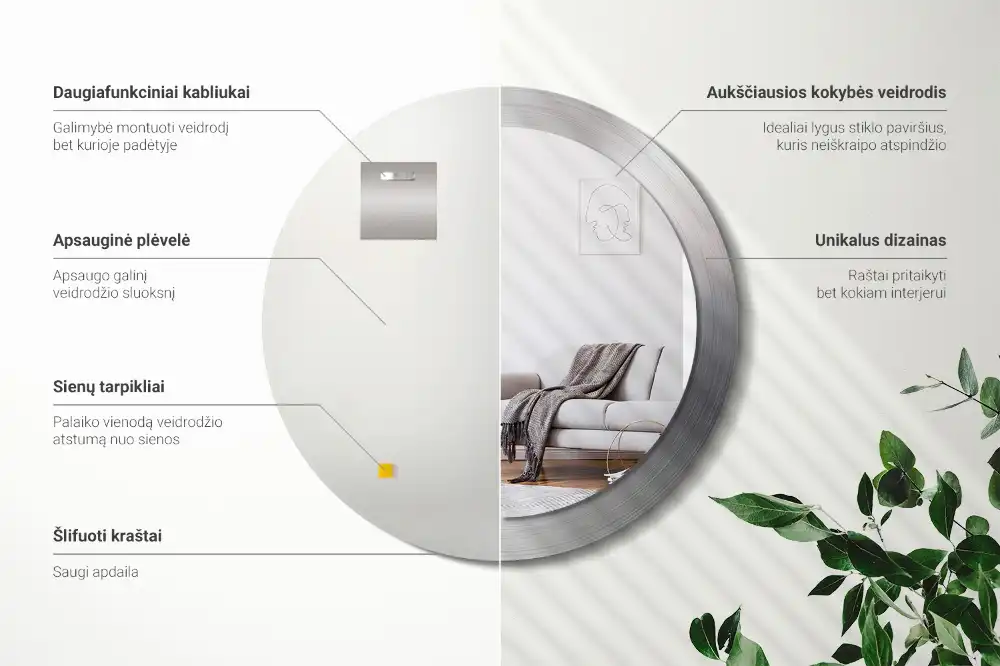 Okroglo okrasno ogledalo Imitacija kovine