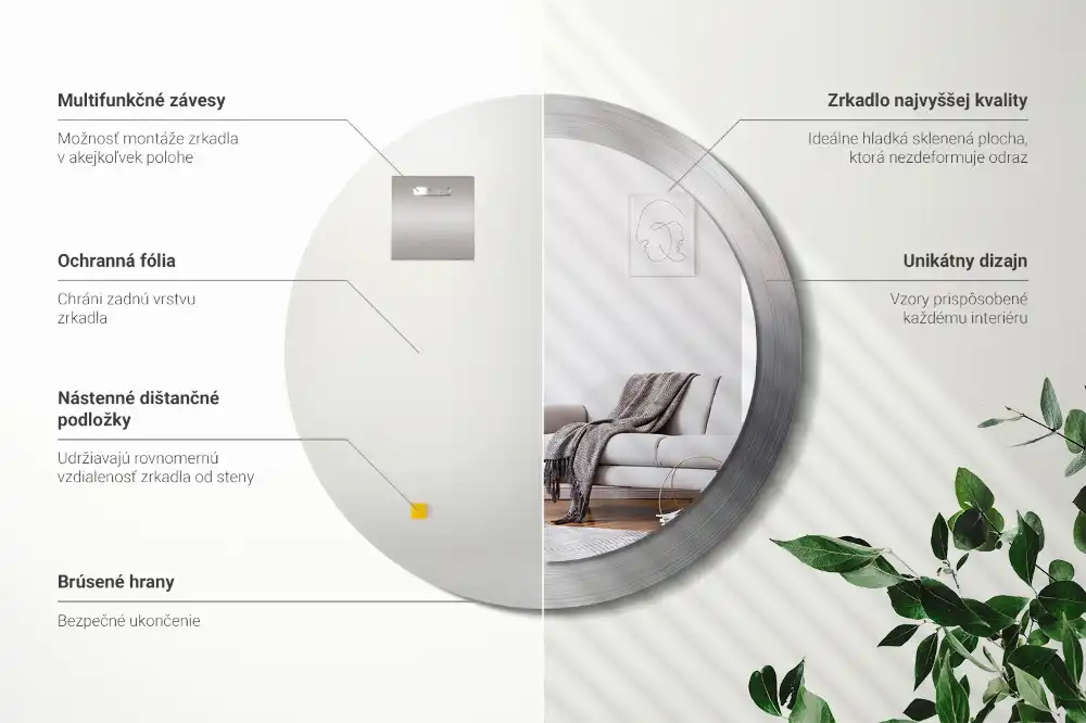 Okroglo okrasno ogledalo Imitacija kovine