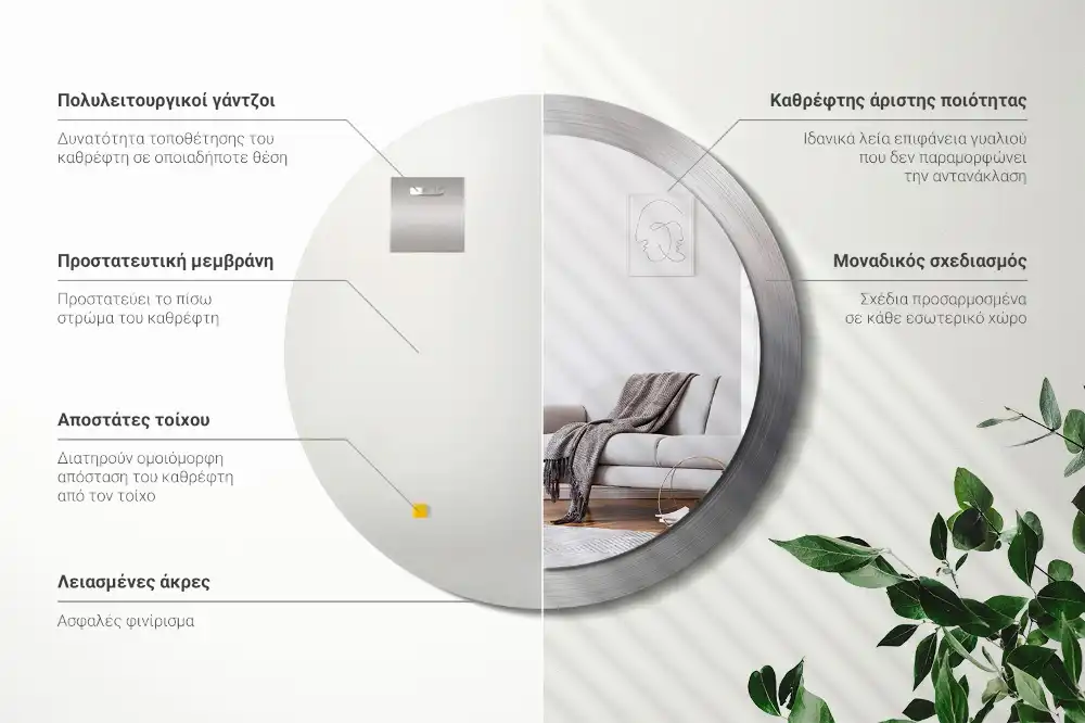 Okroglo okrasno ogledalo Imitacija kovine