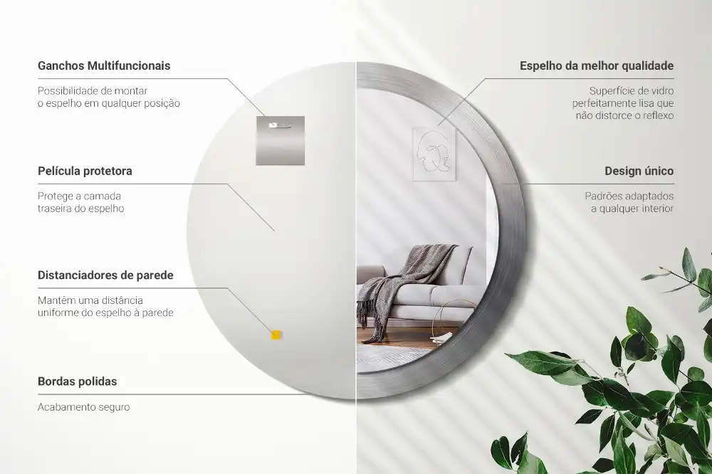 Okroglo okrasno ogledalo Imitacija kovine