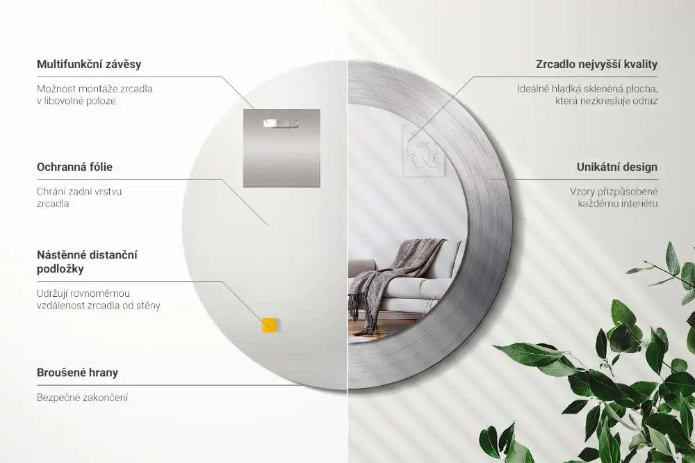 Okroglo okrasno ogledalo Imitacija kovine