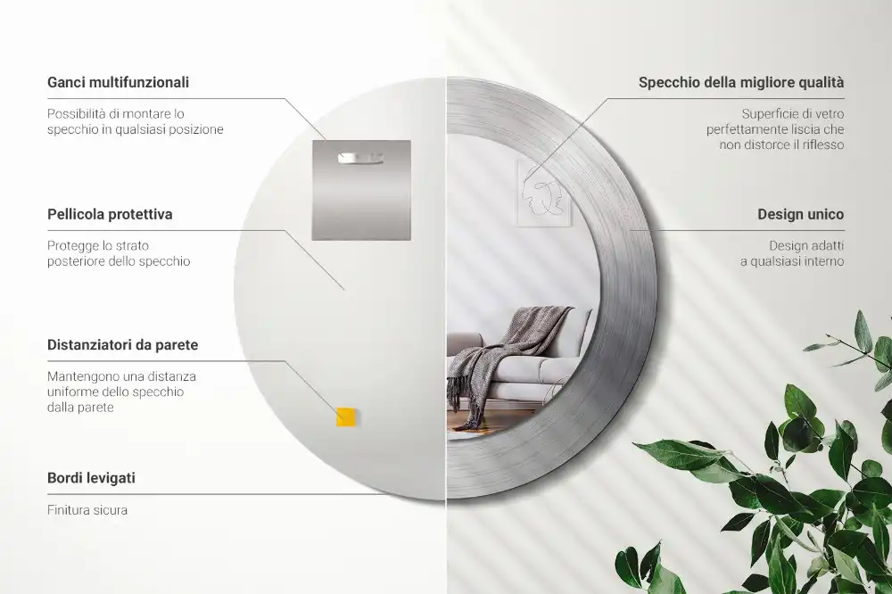 Okroglo okrasno ogledalo Imitacija kovine