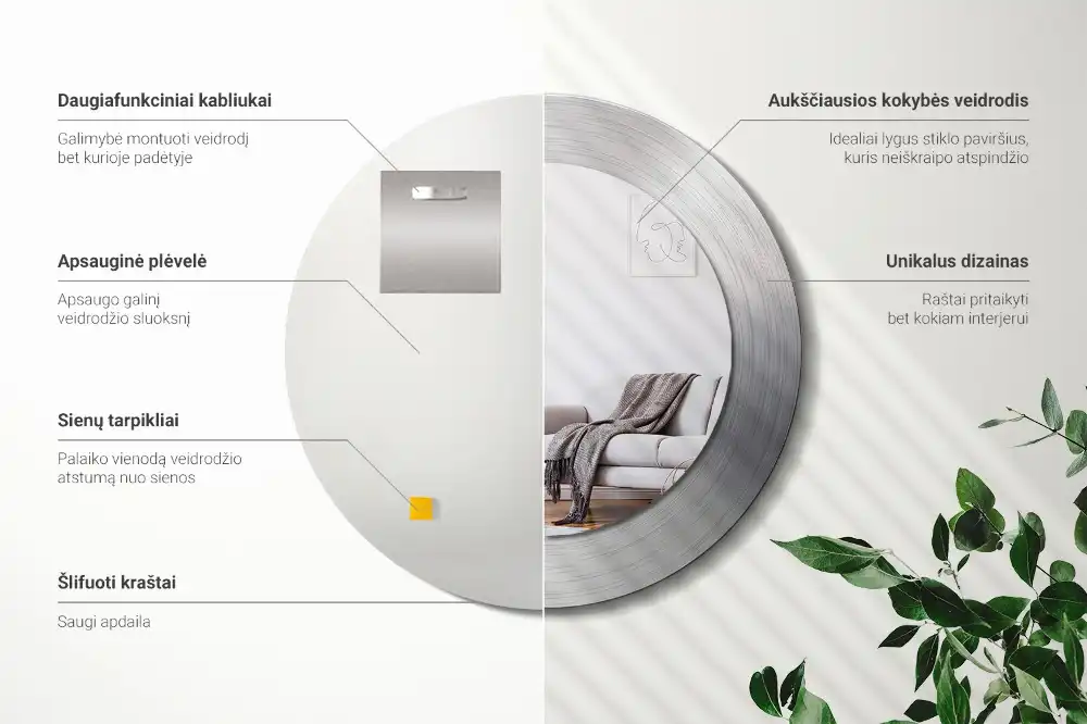 Okroglo okrasno ogledalo Imitacija kovine