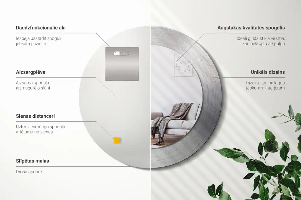 Okroglo okrasno ogledalo Imitacija kovine