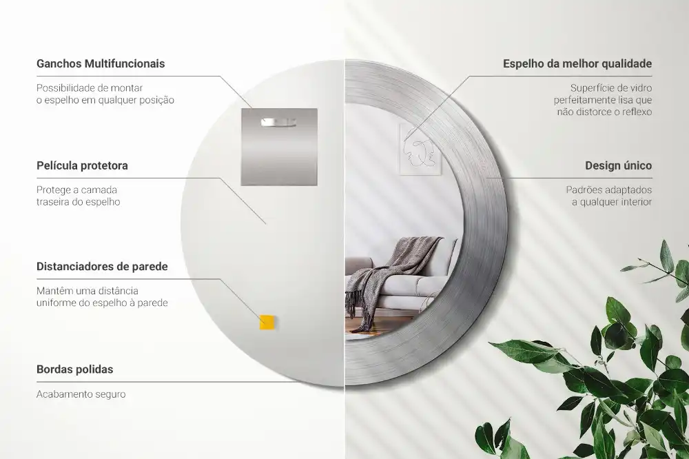 Okroglo okrasno ogledalo Imitacija kovine