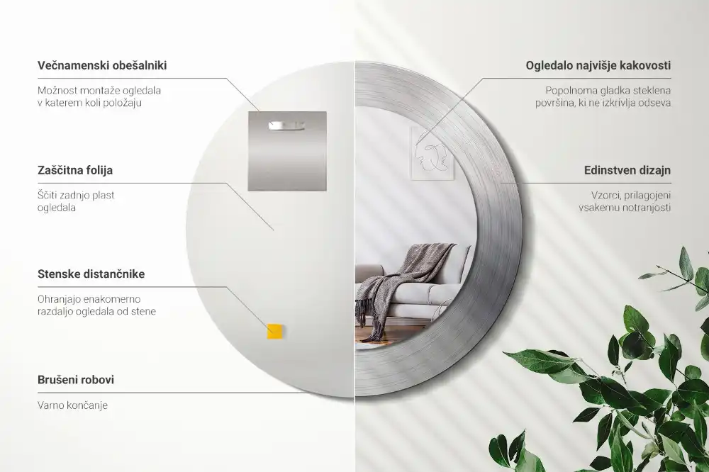 Okroglo okrasno ogledalo Imitacija kovine