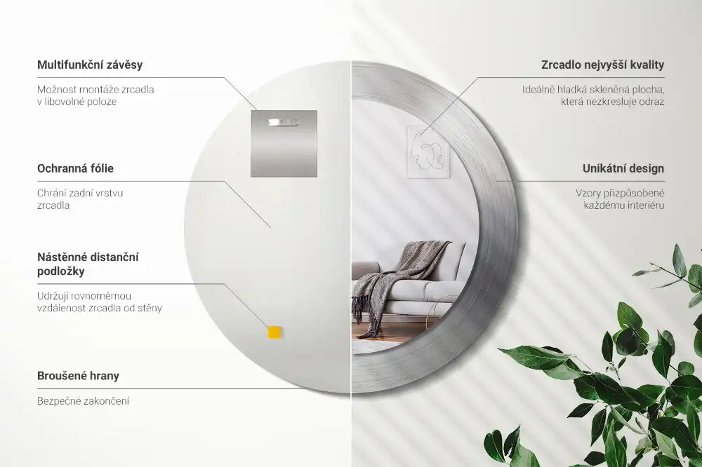 Okroglo okrasno ogledalo Imitacija kovine