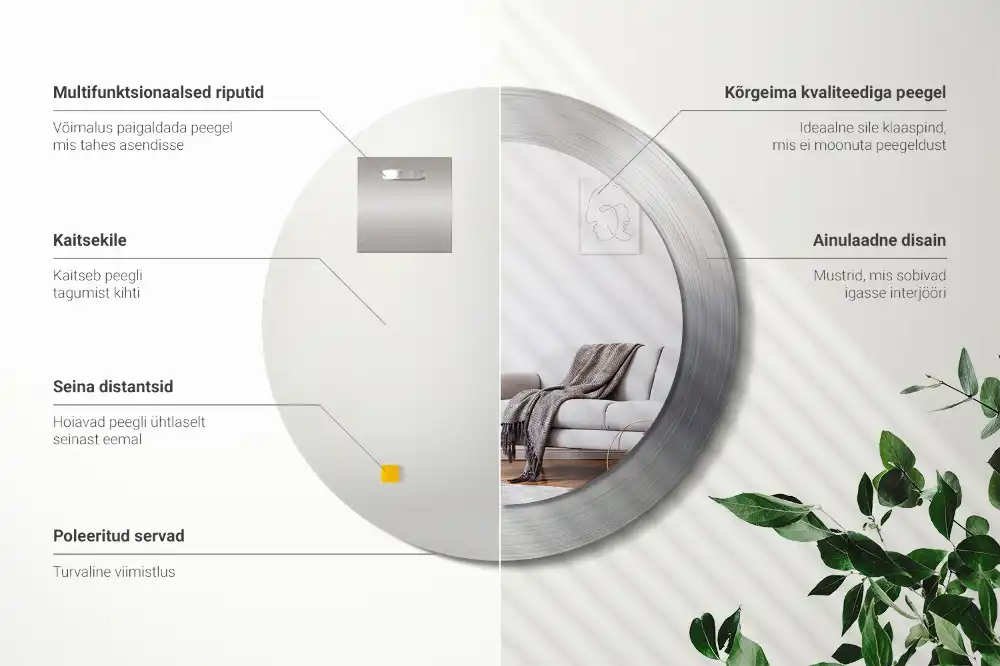 Okroglo okrasno ogledalo Imitacija kovine