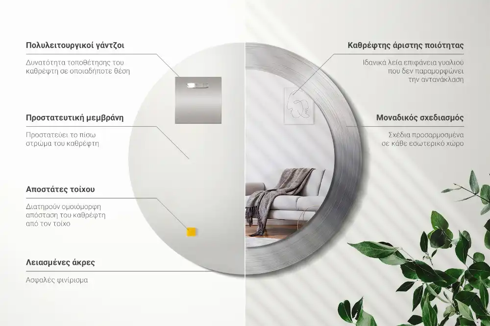 Okroglo okrasno ogledalo Imitacija kovine