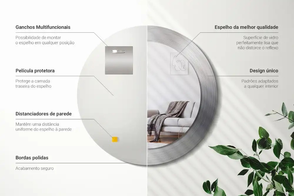 Okroglo okrasno ogledalo Imitacija kovine