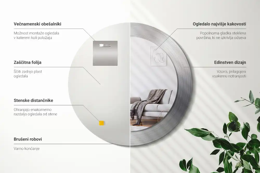 Okroglo okrasno ogledalo Imitacija kovine