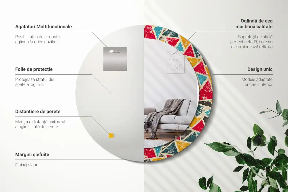 Okroglo stensko okrasno ogledalo Retro kompozicija