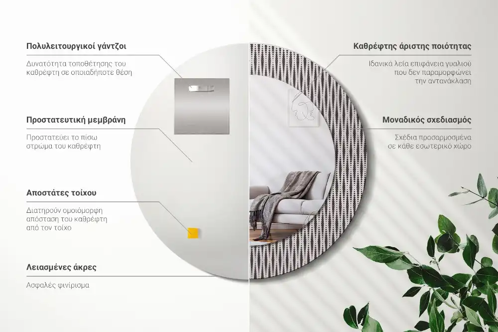 Tiskano okroglo ogledalo Geometrijski vzorec pik