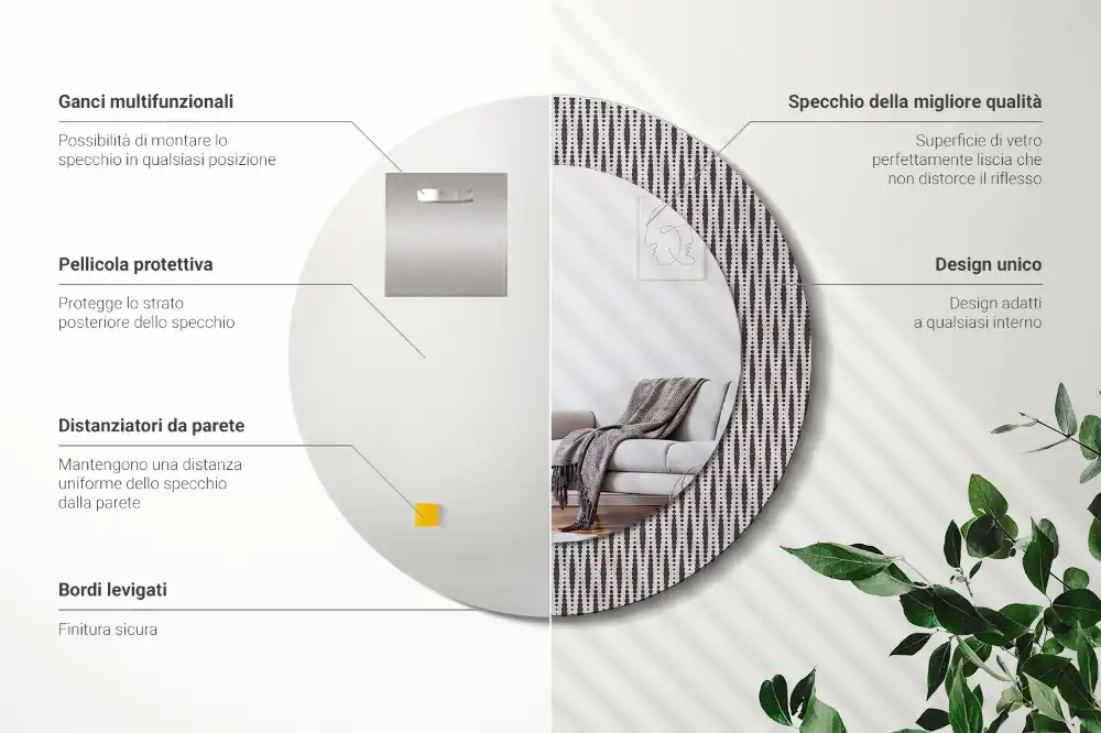 Tiskano okroglo ogledalo Geometrijski vzorec pik